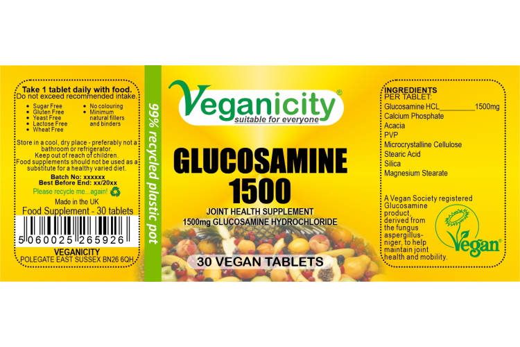 Veganicity Glucosamine HCL 1500mg