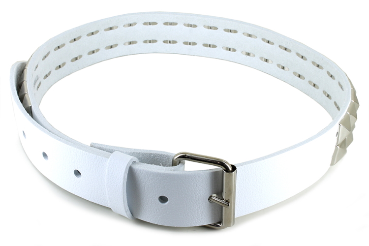 Vegetarian Shoes Studded Belt Pyramid - White