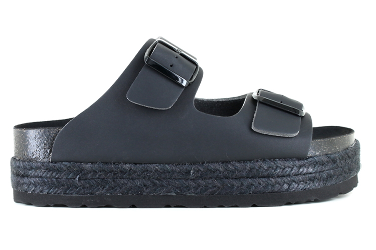 Vegetarian Shoes Chunky Two Strap sandal - Black