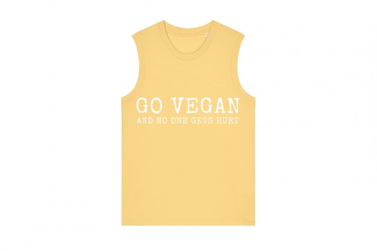 VEGA-LIFE Go Vegan Dames Tank Top - Viva Yellow front