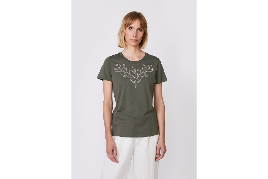 Päälä T-Shirt Flowers - Organic Khaki