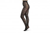 Swedish Stockings Tights Lotta Square - Black/Winered