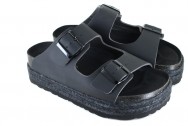 Vegetarian Shoes Chunky Two Strap sandal - Black