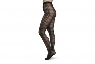 Swedish Stockings Tights Lotta Square - Black/Winered